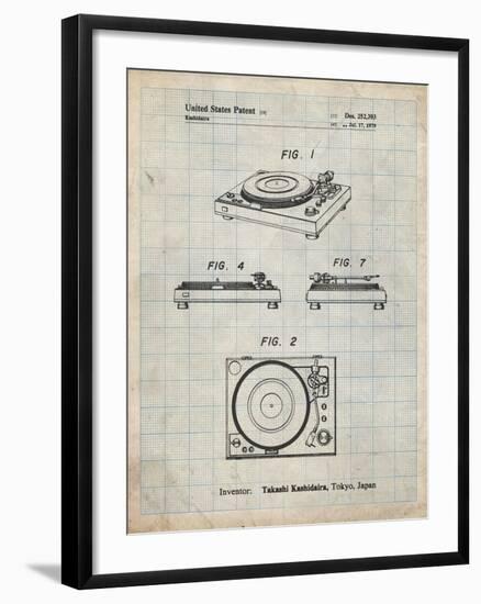 PP1028-Antique Grid Parchment Sansui Turntable 1979 Patent Poster-Cole Borders-Framed Giclee Print