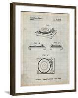 PP1028-Antique Grid Parchment Sansui Turntable 1979 Patent Poster-Cole Borders-Framed Giclee Print