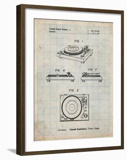 PP1028-Antique Grid Parchment Sansui Turntable 1979 Patent Poster-Cole Borders-Framed Giclee Print