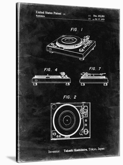 PP1028-Black Grunge Sansui Turntable 1979 Patent Poster-Cole Borders-Stretched Canvas