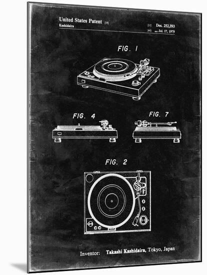 PP1028-Black Grunge Sansui Turntable 1979 Patent Poster-Cole Borders-Mounted Giclee Print