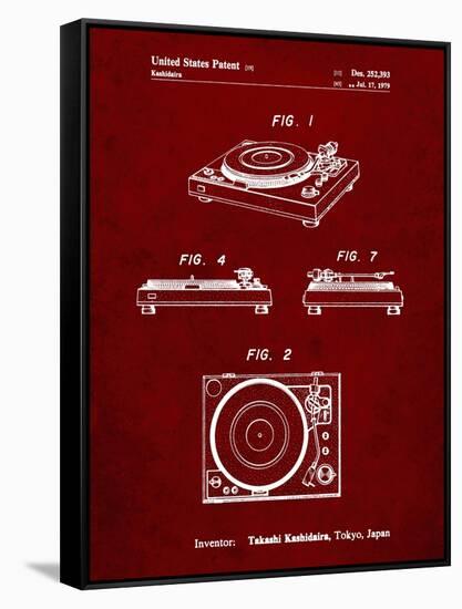 PP1028-Burgundy Sansui Turntable 1979 Patent Poster-Cole Borders-Framed Stretched Canvas