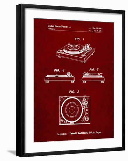 PP1028-Burgundy Sansui Turntable 1979 Patent Poster-Cole Borders-Framed Giclee Print