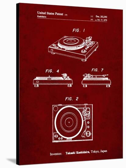 PP1028-Burgundy Sansui Turntable 1979 Patent Poster-Cole Borders-Stretched Canvas