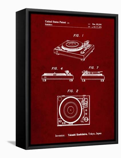 PP1028-Burgundy Sansui Turntable 1979 Patent Poster-Cole Borders-Framed Stretched Canvas