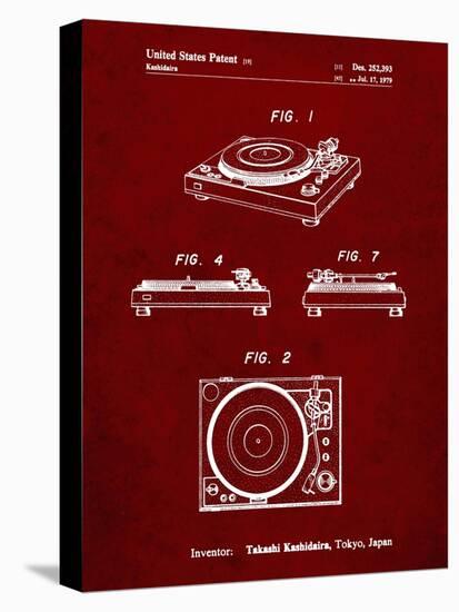 PP1028-Burgundy Sansui Turntable 1979 Patent Poster-Cole Borders-Stretched Canvas