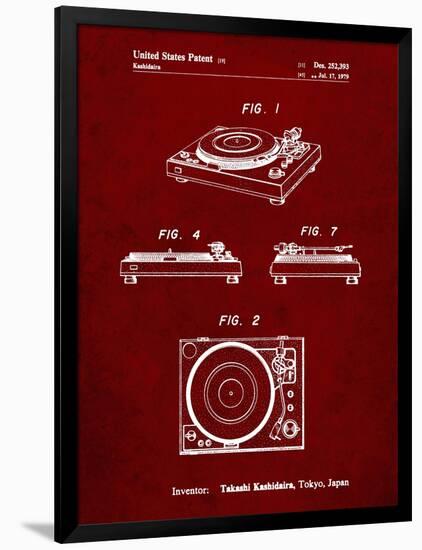 PP1028-Burgundy Sansui Turntable 1979 Patent Poster-Cole Borders-Framed Premium Giclee Print