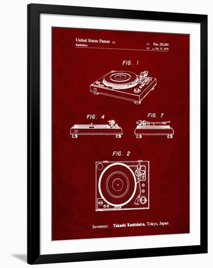 PP1028-Burgundy Sansui Turntable 1979 Patent Poster-Cole Borders-Framed Giclee Print