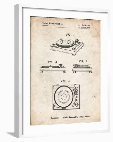 PP1028-Vintage Parchment Sansui Turntable 1979 Patent Poster-Cole Borders-Framed Giclee Print