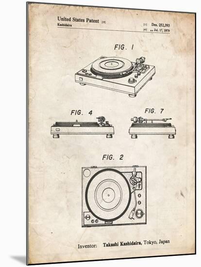 PP1028-Vintage Parchment Sansui Turntable 1979 Patent Poster-Cole Borders-Mounted Giclee Print