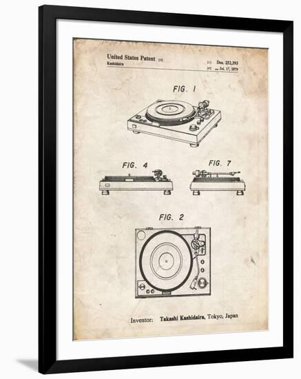 PP1028-Vintage Parchment Sansui Turntable 1979 Patent Poster-Cole Borders-Framed Premium Giclee Print