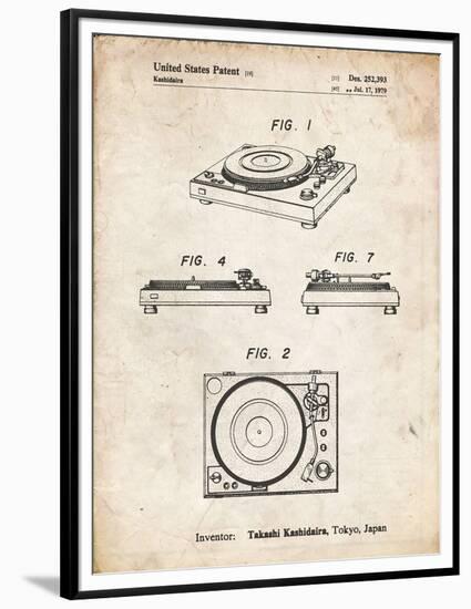 PP1028-Vintage Parchment Sansui Turntable 1979 Patent Poster-Cole Borders-Framed Premium Giclee Print