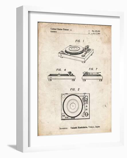 PP1028-Vintage Parchment Sansui Turntable 1979 Patent Poster-Cole Borders-Framed Giclee Print