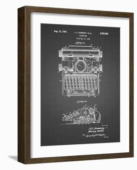 PP1029-Black Grid School Typewriter Patent Poster-Cole Borders-Framed Giclee Print