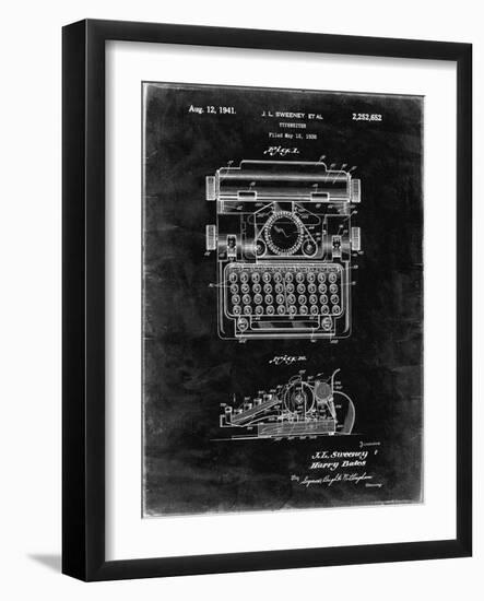 PP1029-Black Grunge School Typewriter Patent Poster-Cole Borders-Framed Giclee Print