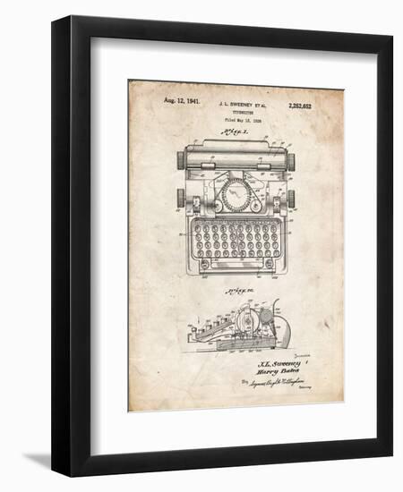 PP1029-Vintage Parchment School Typewriter Patent Poster-Cole Borders-Framed Giclee Print