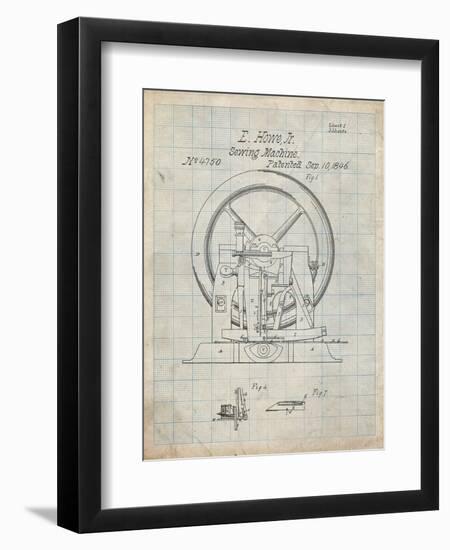 PP1035-Antique Grid Parchment Singer Sewing Machine Patent Poster-Cole Borders-Framed Premium Giclee Print