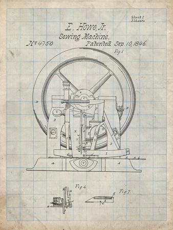 Giclee Canvas Wall Art Sewing Machine Blueprint Patent Parchment Giclee Canvas Wall Art Sewing Machine Blueprint Patent Parchment