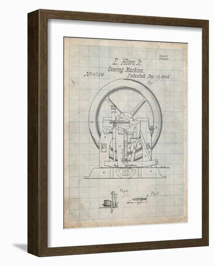 PP1035-Antique Grid Parchment Singer Sewing Machine Patent Poster-Cole Borders-Framed Giclee Print