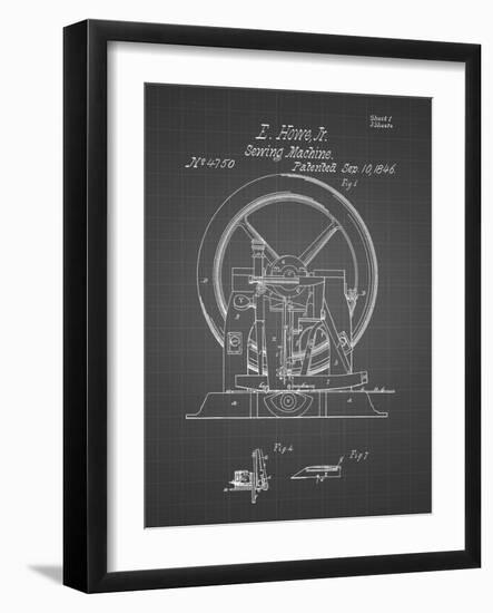 PP1035-Black Grid Singer Sewing Machine Patent Poster-Cole Borders-Framed Giclee Print