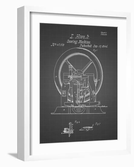 PP1035-Black Grid Singer Sewing Machine Patent Poster-Cole Borders-Framed Giclee Print