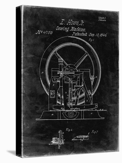 PP1035-Black Grunge Singer Sewing Machine Patent Poster-Cole Borders-Stretched Canvas