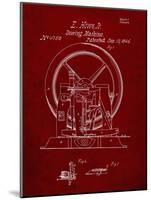 PP1035-Burgundy Singer Sewing Machine Patent Poster-Cole Borders-Mounted Giclee Print