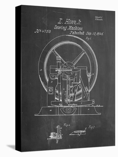 PP1035-Chalkboard Singer Sewing Machine Patent Poster-Cole Borders-Stretched Canvas