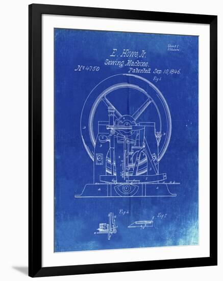 PP1035-Faded Blueprint Singer Sewing Machine Patent Poster-Cole Borders-Framed Giclee Print