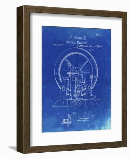 PP1035-Faded Blueprint Singer Sewing Machine Patent Poster-Cole Borders-Framed Giclee Print