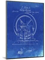 PP1035-Faded Blueprint Singer Sewing Machine Patent Poster-Cole Borders-Mounted Giclee Print