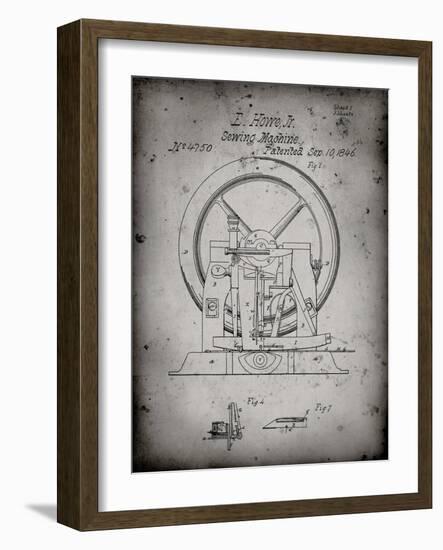 PP1035-Faded Grey Singer Sewing Machine Patent Poster-Cole Borders-Framed Giclee Print