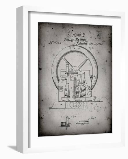 PP1035-Faded Grey Singer Sewing Machine Patent Poster-Cole Borders-Framed Giclee Print