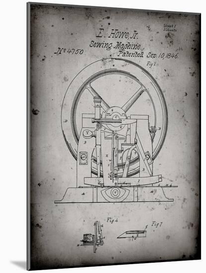 PP1035-Faded Grey Singer Sewing Machine Patent Poster-Cole Borders-Mounted Giclee Print