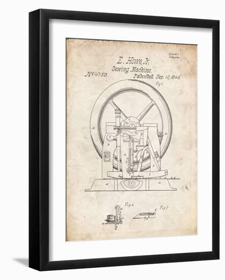 PP1035-Vintage Parchment Singer Sewing Machine Patent Poster-Cole Borders-Framed Giclee Print