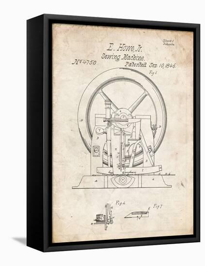 PP1035-Vintage Parchment Singer Sewing Machine Patent Poster-Cole Borders-Framed Stretched Canvas