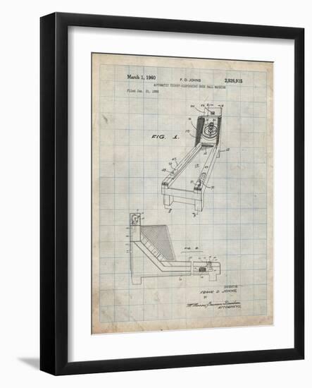 PP1036-Antique Grid Parchment Skee Ball Patent Poster-Cole Borders-Framed Giclee Print