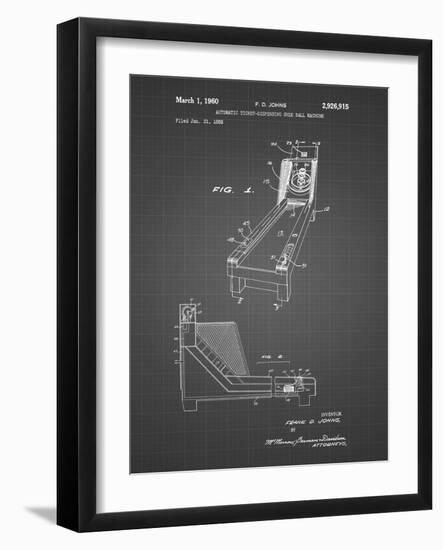 PP1036-Black Grid Skee Ball Patent Poster-Cole Borders-Framed Giclee Print