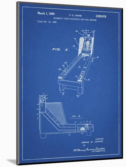 PP1036-Blueprint Skee Ball Patent Poster-Cole Borders-Mounted Giclee Print