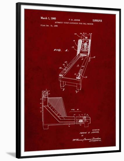 PP1036-Burgundy Skee Ball Patent Poster-Cole Borders-Framed Premium Giclee Print