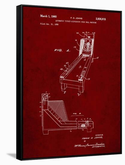 PP1036-Burgundy Skee Ball Patent Poster-Cole Borders-Framed Stretched Canvas