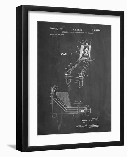 PP1036-Chalkboard Skee Ball Patent Poster-Cole Borders-Framed Giclee Print