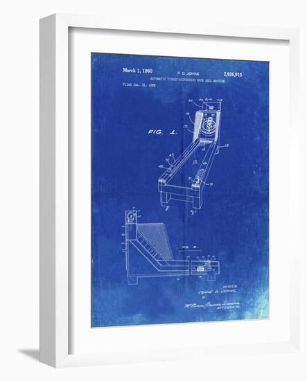 PP1036-Faded Blueprint Skee Ball Patent Poster-Cole Borders-Framed Giclee Print