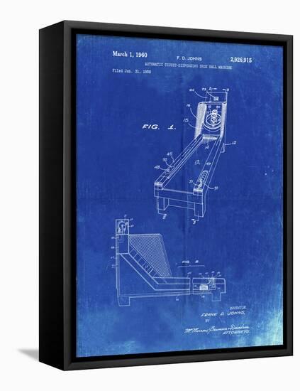 PP1036-Faded Blueprint Skee Ball Patent Poster-Cole Borders-Framed Stretched Canvas