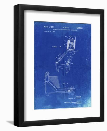 PP1036-Faded Blueprint Skee Ball Patent Poster-Cole Borders-Framed Premium Giclee Print