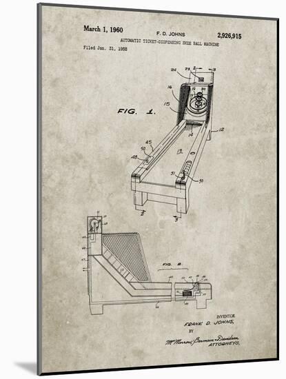 PP1036-Sandstone Skee Ball Patent Poster-Cole Borders-Mounted Giclee Print