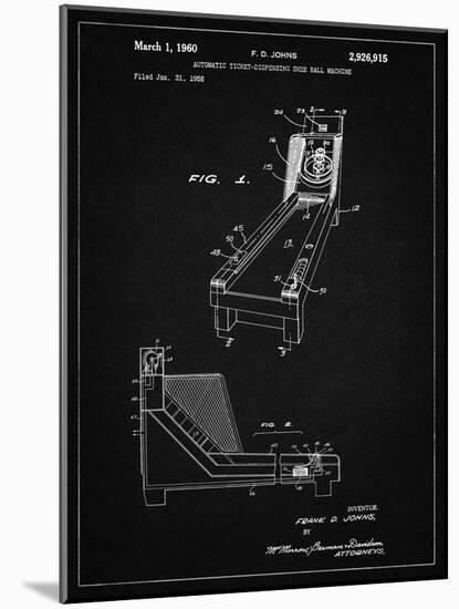 PP1036-Vintage Black Skee Ball Patent Poster-Cole Borders-Mounted Giclee Print