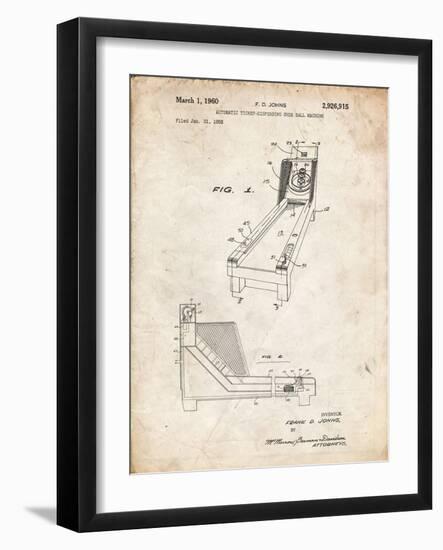 PP1036-Vintage Parchment Skee Ball Patent Poster-Cole Borders-Framed Giclee Print