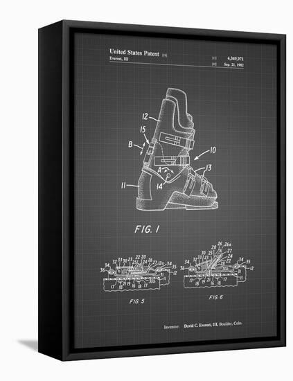 PP1037-Black Grid Ski Boots Patent Poster-Cole Borders-Framed Stretched Canvas