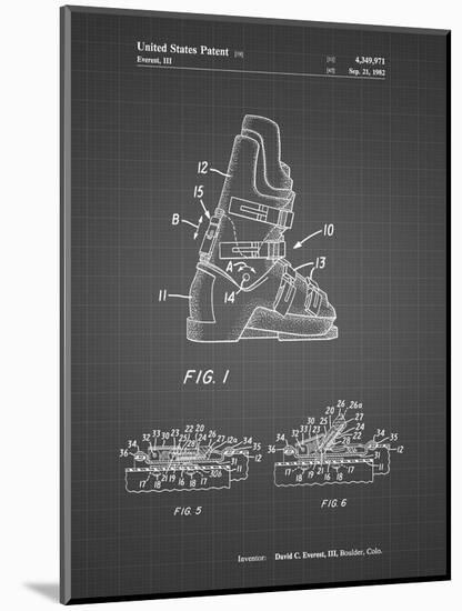 PP1037-Black Grid Ski Boots Patent Poster-Cole Borders-Mounted Giclee Print